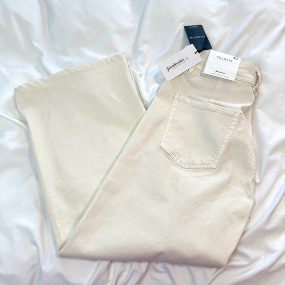 Stradivarius Ivory/Beige Twill Wide Leg Pants Culotte - NEW - Picture 2 of 11